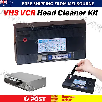 Video Head Cleaner Tape Cassette Wet System VCR VHS Player & Cleaning Fluid AU • $13.95