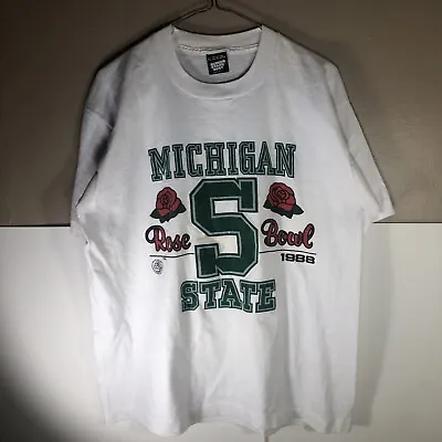 Vintage MSU Rose Bowl 1988 T-shirt 80s Michigan State Spartans Screen Stars XL • $43.19