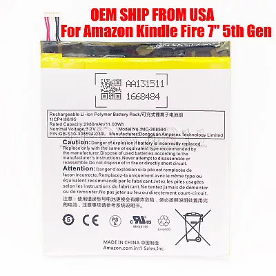 $8.60 • Buy NEW OEM Genu. Battery MC-308594 For Amazon Kindle Fire 7  5th Gen SV98LN 2980mAh