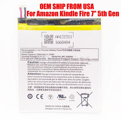 $8.60 • Buy NEW OEM Genu. Battery MC-308594 For Amazon Kindle Fire 7  5th Gen SV98LN 2980mAh