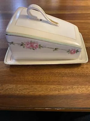 $25 • Buy Antique Nippon Hand Painted Covered Cheese Dish Or Butter Keeper