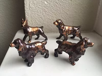 4 Vintage Dog Figurines Cast Metal Copper Bronze Japan • $19.99