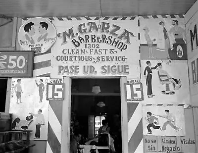 1939 M Garza Barbershop San Antonio Texas Vintage Old Photo 8.5  X 11  Reprint • $13