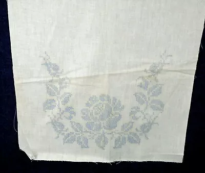 Vintage Roses Stamped Cross Stitch Unfinished Dresser Scarf Runner Linen Blend • $14.95