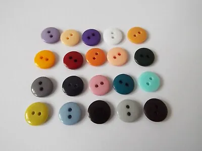 10 X Polyester Round Smartie Buttons Choice Of Size & 20 Colours • £2.90