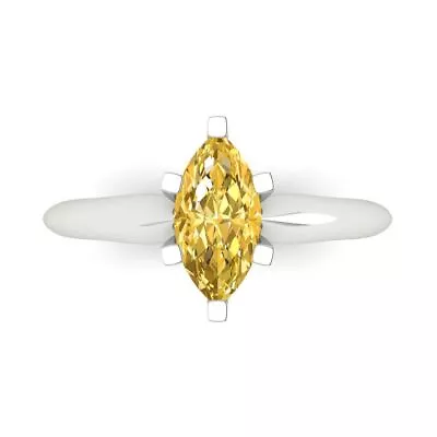 1.0 Ct Marquise Cut Natural Citrine Wedding Bridal Promise Ring 14k White Gold • £278.46