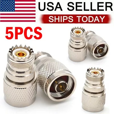 5Pcs Barrel Adapter N Male To UHF SO-239 Female Straight Coax RF Radio Connector • $15.89