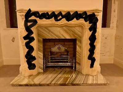 Marble Fire Back Plate Surround And Hearth • £1