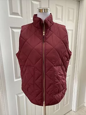 J Crew Mercantile Excursion Quilted Vest Wine Burgundy L NWOT • $34.50