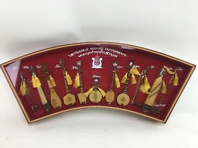 Vtg Vietnam Musical Instruments Show Case 11 Miniatures Asian Chinese Display • $89.95