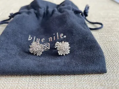 Blue Nile 14K White Gold Diamond Starburst Earrings • $975
