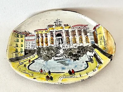 Venice Palace Scene Art Hand Painted Rolled Ceramic Plate Wall Decoration Italy • $19.20