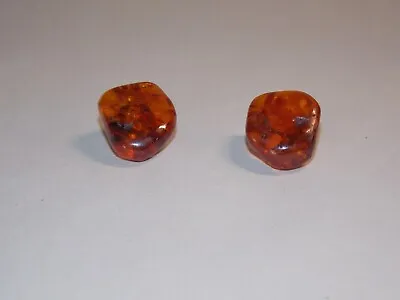 Vintage Baltic Amber Nugget Earrings ~ Marked 800 Silver • $14.95