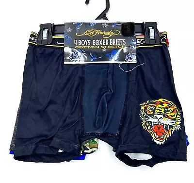 Ed Hardy 4 Pack Boys Boxer Briefs Size Small Cotton Stretch Solids Camo • $37.02