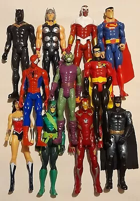 Joblot Bundle Of 12  LARGE DC MARVEL TITAN SUPER HEROES ACTION FIGURES Children • £24.99