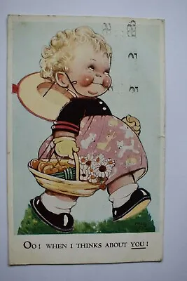 Postcard Comic Humour Small Girl Carrying Basket Posted 1939 MABEL ATTWELL • £5