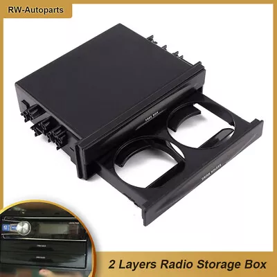 $13.85 • Buy Car 2 Din Radio Pocket 2 Layers Tray Drink Bottle Cup Holder Coins Storage Box