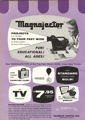 1959 PAPER AD Rainbow Crafts Toy Magnajector Moviw Projector Play Doh Baker Set • $14.97