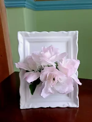 Unusual Flower Wall Pocket Vase ~ White Ceramic Picture Frame Design • £12.50