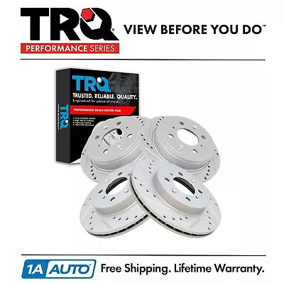 TRQ Brake Rotor Performance Drilled Slotted Zinc Front & Rear Kit For Honda • $129.95