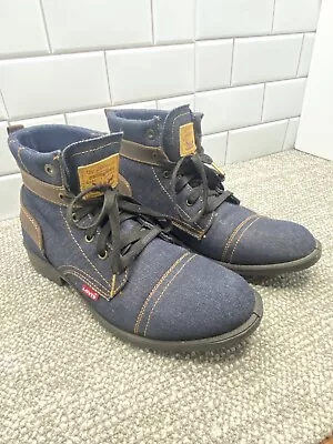 Levi Strauss Comfort Ankle Boots For Men Denim Blue Lace Up Casual Wear 9.5 • $24.99