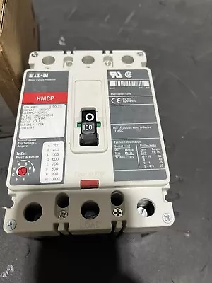 * Eaton Hmcp100r3c 100a 600vac 250vdc 3 Pole Circuit Breaker • $350