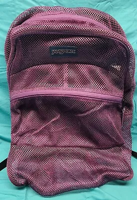 JANSPORT Purple Mesh Backpack School Gym Travel Book Bag See Through Lightweight • $18.39