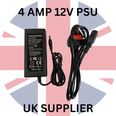 £8.99 • Buy CCTV Power Supply 4 Amp 4000ma PSU 2.1mm 12V DC 4A UK Plug Adaptor