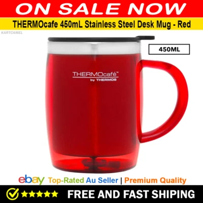 $13.50 • Buy 🅾🅽 🆂🅰🅻🅴 - THERMOcafe 450mL Stainless Steel Durable Desk Mug - Red ⭐⭐⭐⭐⭐ ✅