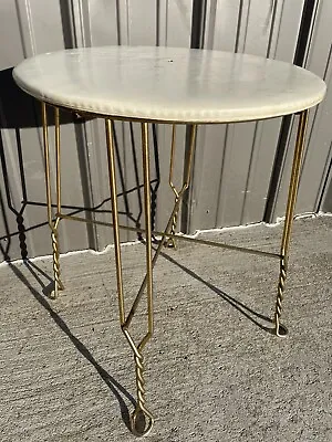 Vintage MCM Gold Brass Look Vanity Stool Chair Seat NL • $40