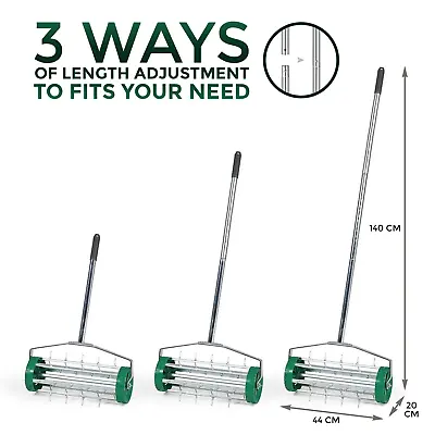 Gardening Lawn Aerator Grass Roller With 3 Level Adjustable Telescopic Handle • £30.85