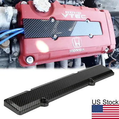 Carbon Fiber Pattern Engine Valve Cover Spark Plug For Honda Civic VTEC B16 B18 • $15.99