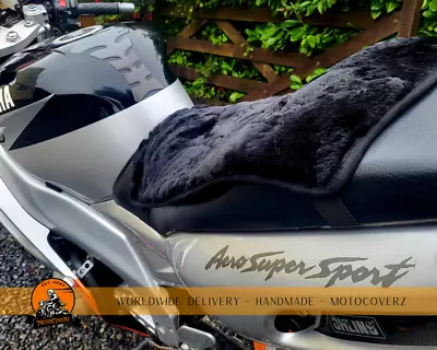 Motorcycle Motorbike Padded Sheepskin Pad Seat Cover With Straps Black Bike Seat • $43.50