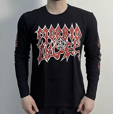 Morbid Angel Red  Logo (B&C) Long Sleeve Black T-Shirt  Death Obituary • $29.88