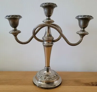 Vintage IANTHE Silver Plated ORNATE Triple CANDELABRA Candlestick - Beautiful • £24.50