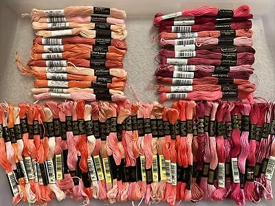Lot Of 50 DMC #25 Cotton Embroidery Floss Full Skeins Pink Pinks & 25 J&P Coats • $24