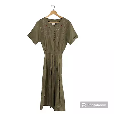 Vintage Together Embroidered Western Tiered Maxi Dress Button Up • $29.99