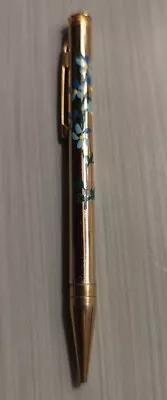 Mini Mascot Gold Mechanical Pencil Hand Painted Flowers Gem Cap USA 3.5  Long • $11.99