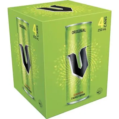 V Original Guarana Energy Drink Can 250ml X 4 Pack • $21