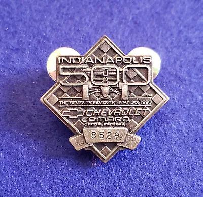$49 • Buy 1993 Indy 500 SILVER #8529 Pit Pass Pin Badge - EMERSON FITTIPALDI Wins!