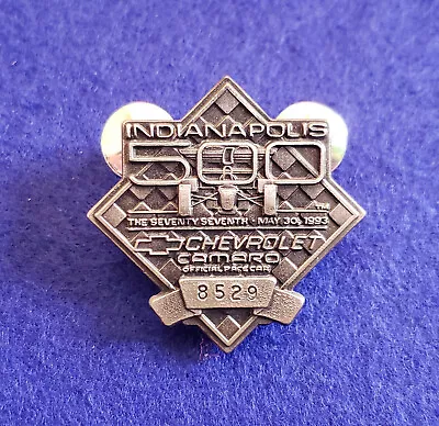 1993 Indy 500 SILVER #8529 Pit Pass Pin Badge - EMERSON FITTIPALDI Wins! • $49