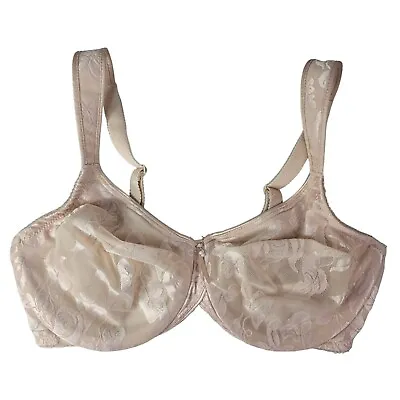 Wacoal Awareness Seamless Soft Cups Bra Tan Nude 34D Floral Underwire Adj #85567 • $22.45