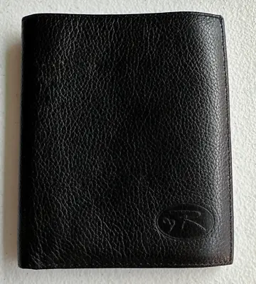 Mens BiFold Black Leather Wallet 2 Bill Slots Snap Coin ID/Picture Windows 5x4 • $9
