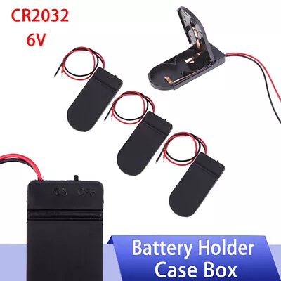 CR2032 6V Button Coin Cell Battery Holder Case Box On Off Switch With Cover Wire • £1.43