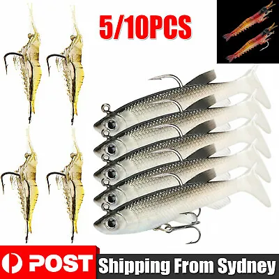 $7.99 • Buy 5/20x Soft Plastic Fishing Lure Tackle Prawn Shrimp Flathead Bream Cod Bass Glow