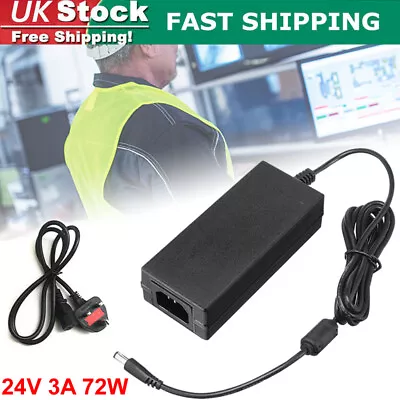 New 24V 3A 72W AC DC Switching Power Supply Adapter Charger Desktop LED Strip UK • £11.49