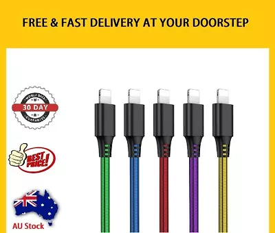 IPhone-Charger 5 Pack 2m 6ft Cable Phone Charging Syncing Cord Charger Cable • $18.20