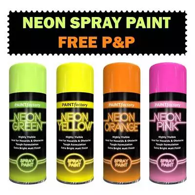 £1.99 • Buy Neon Spray Paint Fluorescent Bright Aerosol Can DIY Matt Hi Vis - 200ml / 400ml