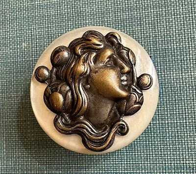 Antique Handmade Art Nouveau Brass Mother Of Pearl Pin Brooch • $40