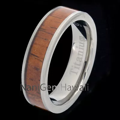 Hawaii Koa Wood Inlay Titanium Ring 6mm Hawaiian Wedding Band Ring Jewelry • $87.99